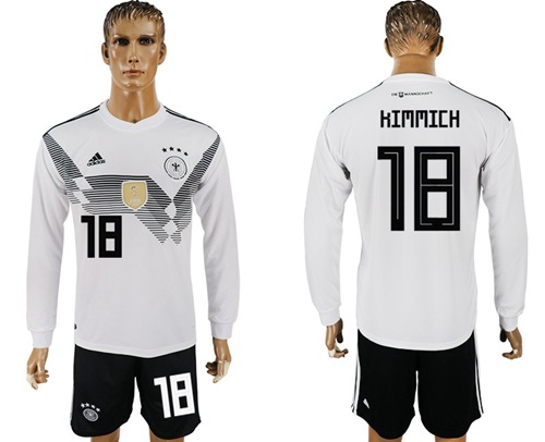Germany #18 Kimmich White Home Long Sleeves Soccer Country Jersey